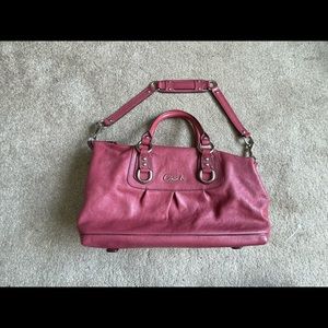 Coach Ashley Leather Pink Satchel silver hardware